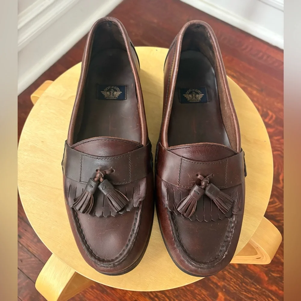 Men's Docker's Kiltie Tassel Loafer Leather Shoes Size 10 1/2M Dark Brown
